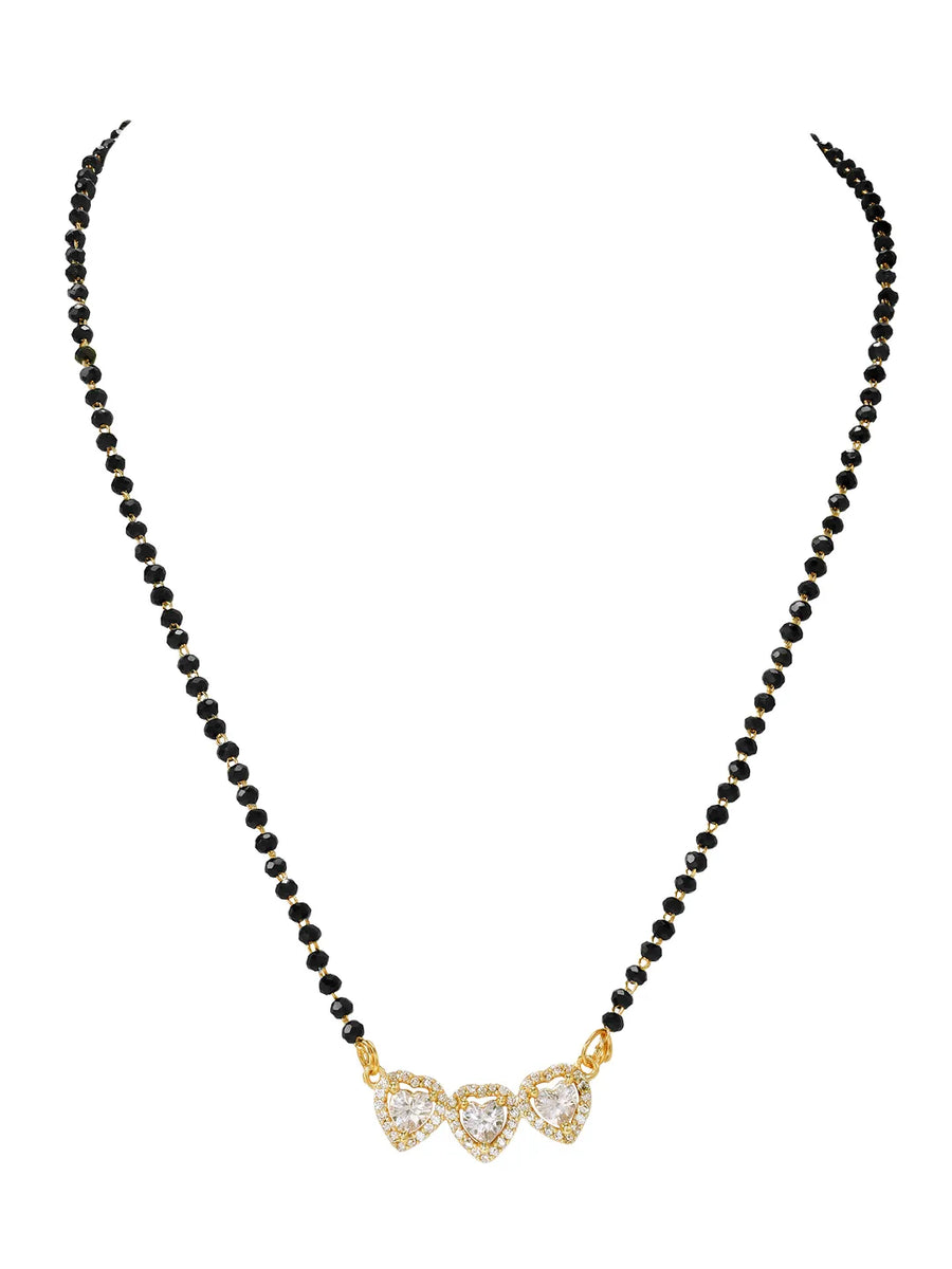 Gold Plated Heart Trio Mangalsutra Set