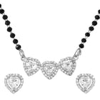 Rhodium Plated Heart Trio Mangalsutra Set
