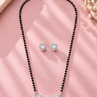 Rhodium Plated Heart Trio Mangalsutra Set