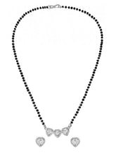 Rhodium Plated Heart Trio Mangalsutra Set
