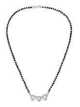 Rhodium Plated Heart Trio Mangalsutra Set