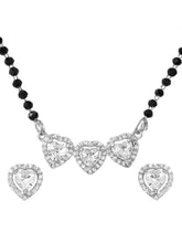 Rhodium Plated Heart Trio Mangalsutra Set