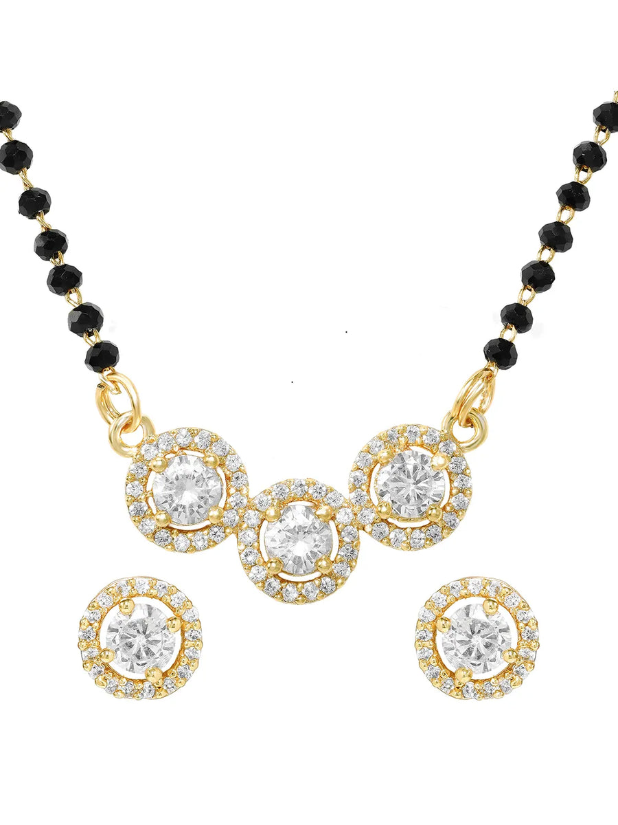 Gold Plated Three Stone Mangalsutra Set