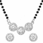 Rhodium Plated Three Stone Mangalsutra Set