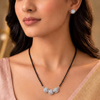 Rhodium Plated Three Stone Mangalsutra Set