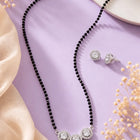 Rhodium Plated Three Stone Mangalsutra Set