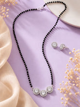 Rhodium Plated Three Stone Mangalsutra Set
