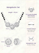 Rhodium Plated Three Stone Mangalsutra Set