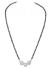 Rhodium Plated Three Stone Mangalsutra Set