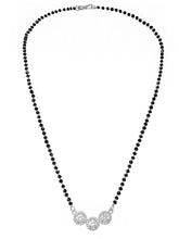 Rhodium Plated Three Stone Mangalsutra Set