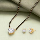 Gold Plated Heart Solitaire Mangalsutra Set