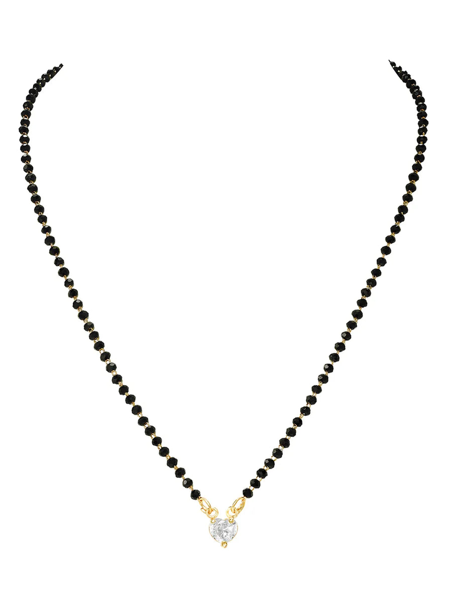 Gold Plated Heart Solitaire Mangalsutra Set