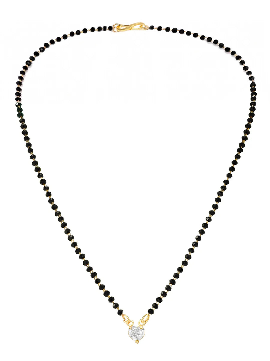 Gold Plated Heart Solitaire Mangalsutra Set