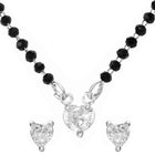 Rhodium Plated Heart Solitaire Mangalsutra Set