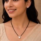 Rhodium Plated Heart Solitaire Mangalsutra Set