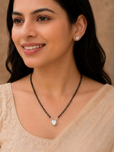 Rhodium Plated Heart Solitaire Mangalsutra Set