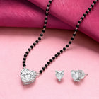 Rhodium Plated Heart Solitaire Mangalsutra Set