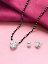 Rhodium Plated Heart Solitaire Mangalsutra Set