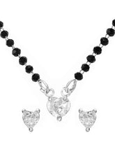 Rhodium Plated Heart Solitaire Mangalsutra Set