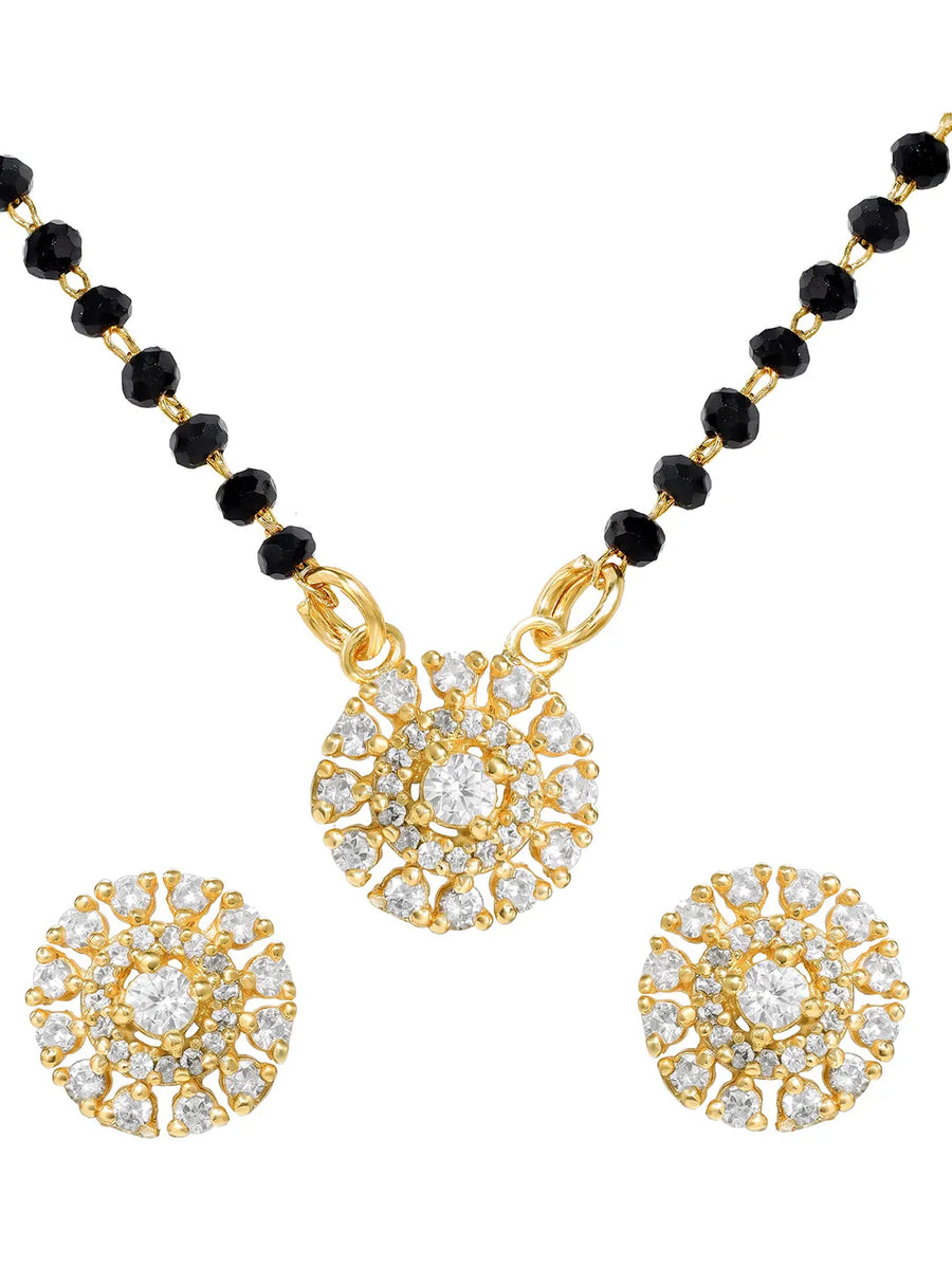 Gold Plated Crystal Bloom Mangalsutra Set