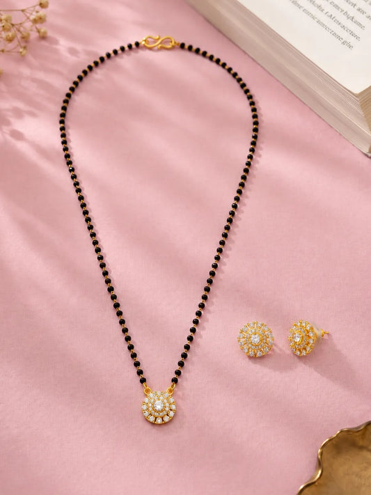 Gold Plated Crystal Bloom Mangalsutra Set