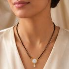 Gold Plated Halo Drop Mangalsutra Set