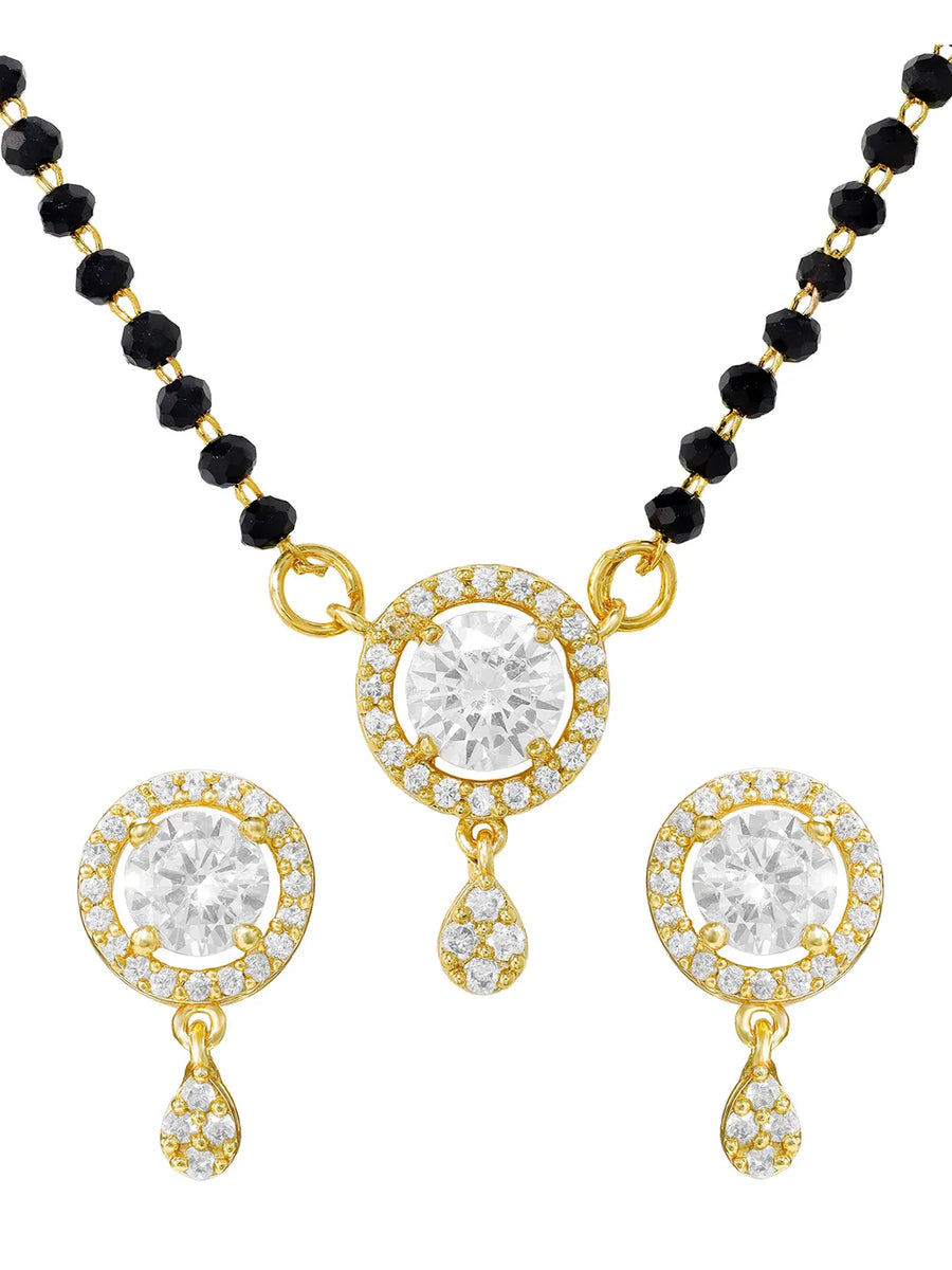 Gold Plated Halo Drop Mangalsutra Set