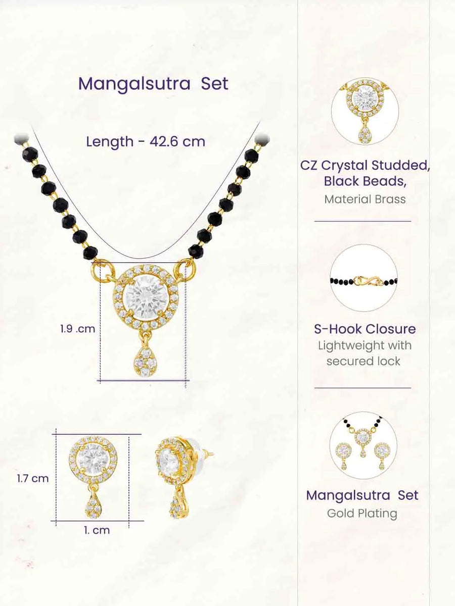 Gold Plated Halo Drop Mangalsutra Set