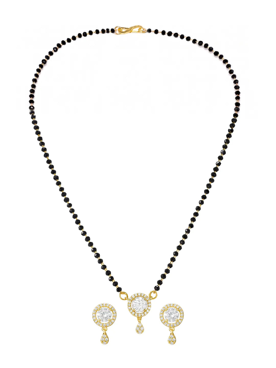 Gold Plated Halo Drop Mangalsutra Set
