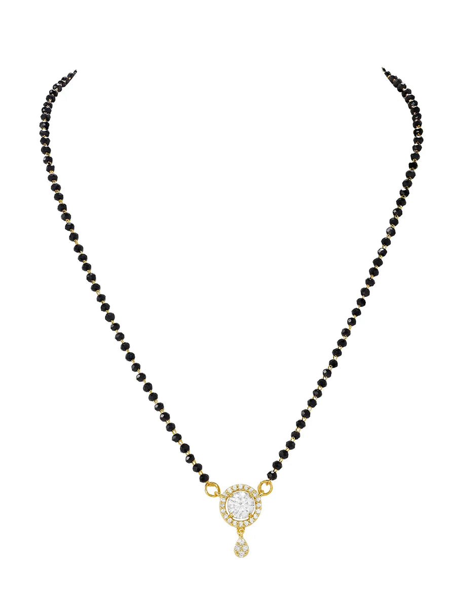 Gold Plated Halo Drop Mangalsutra Set