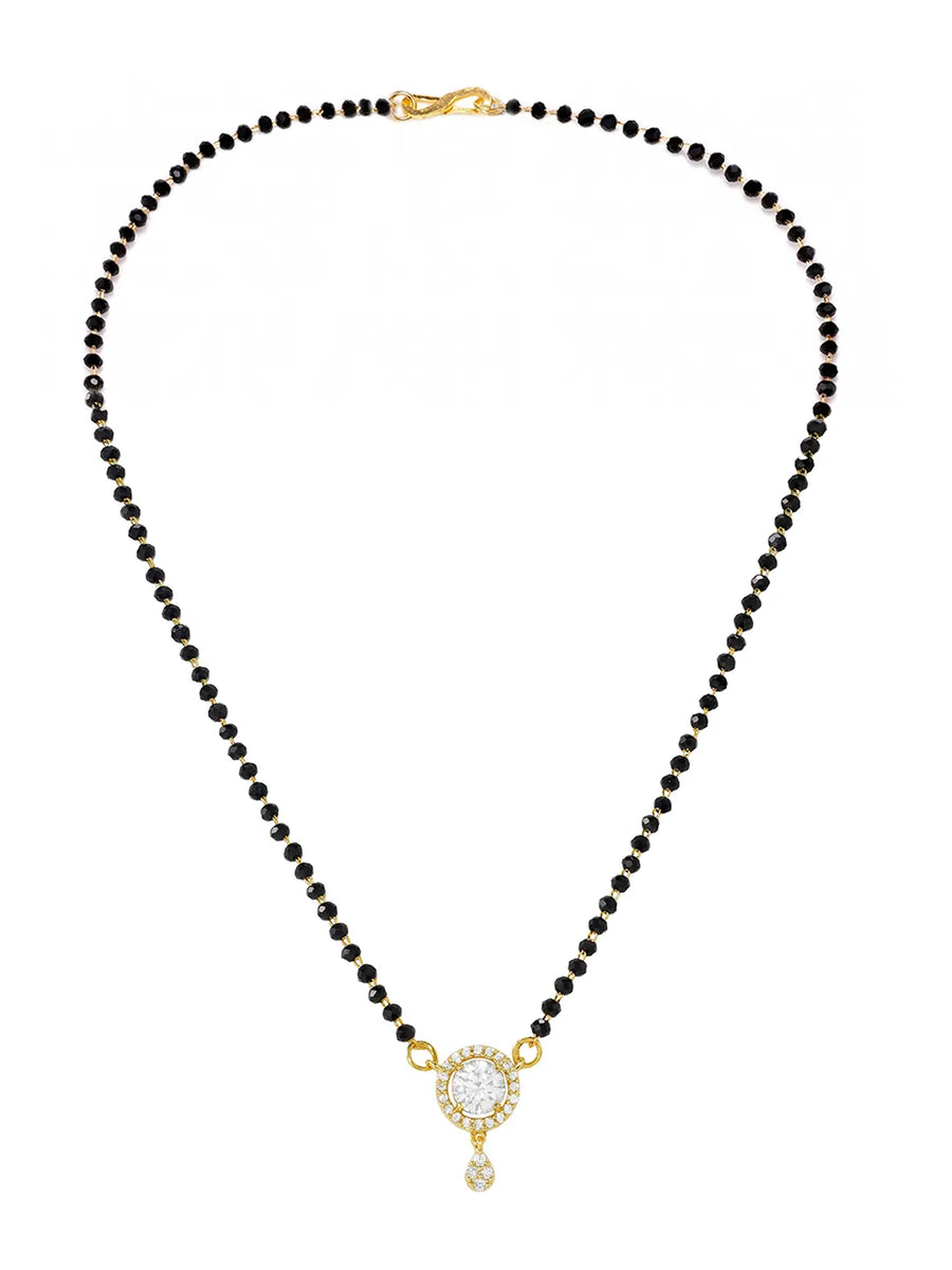Gold Plated Halo Drop Mangalsutra Set