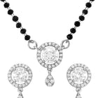 Rhodium Plated Halo Drop Mangalsutra Set