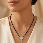 Rhodium Plated Halo Drop Mangalsutra Set