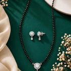 Rhodium Plated Halo Drop Mangalsutra Set