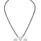 Rhodium Plated Halo Drop Mangalsutra Set