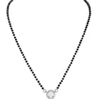 Rhodium Plated Halo Drop Mangalsutra Set