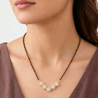Gold Plated Black Bead Halo Necklace Set