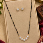 Gold Plated Black Bead Halo Necklace Set