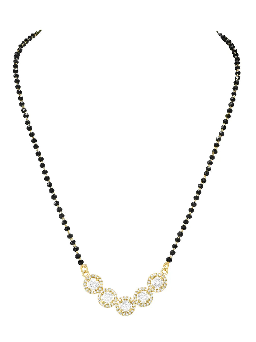 Gold Plated Black Bead Halo Necklace Set