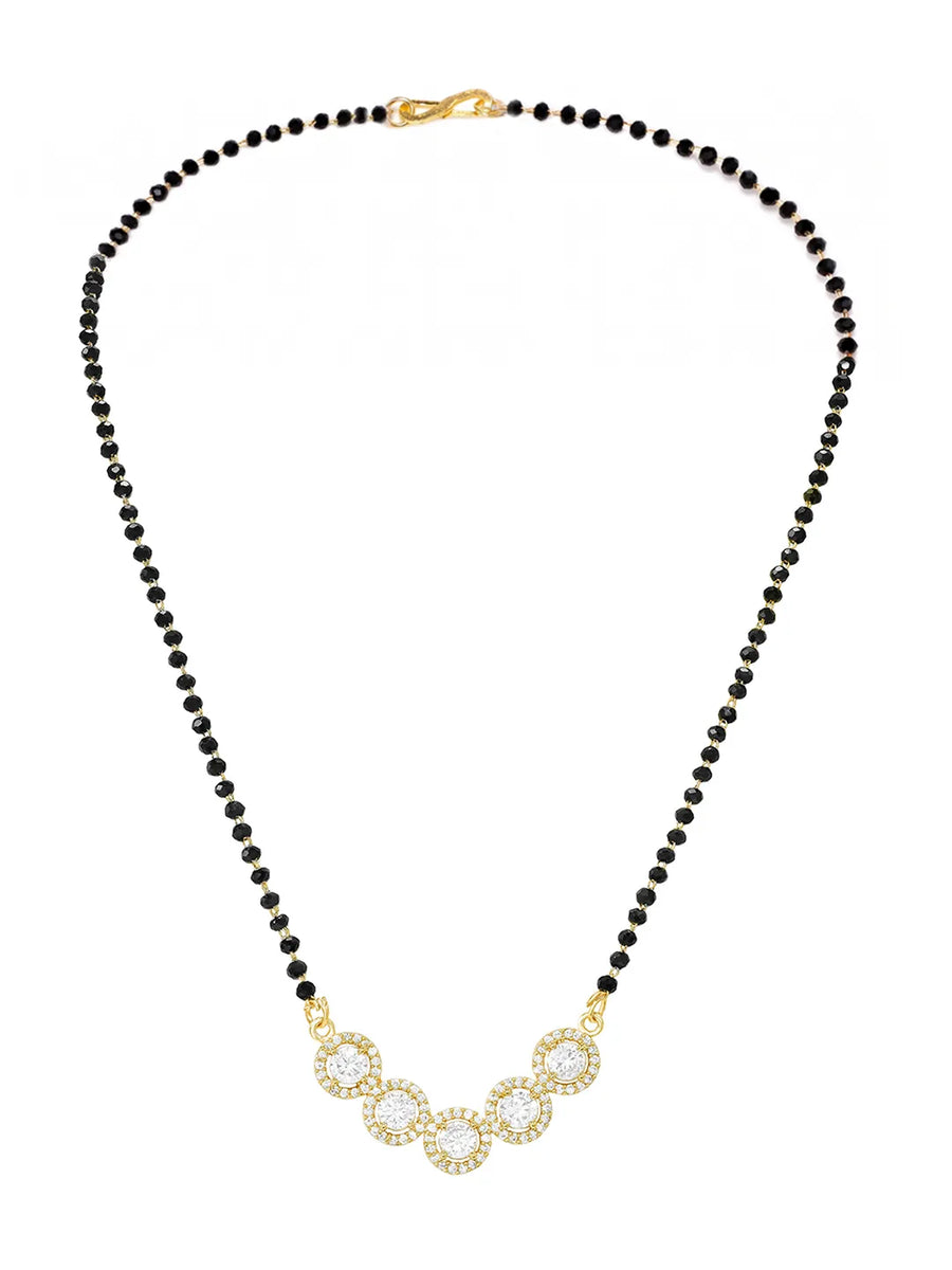 Gold Plated Black Bead Halo Necklace Set