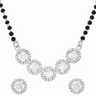 Rhodium Plated Black Bead Halo Necklace Set