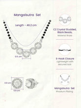 Rhodium Plated Black Bead Halo Necklace Set