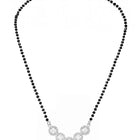 Rhodium Plated Black Bead Halo Necklace Set