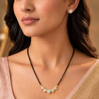 Gold Plated Black Bead Heart Necklace Set