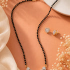Gold Plated Black Bead Heart Necklace Set