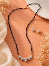 Gold Plated Black Bead Heart Necklace Set