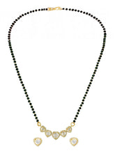 Gold Plated Black Bead Heart Necklace Set