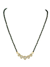 Gold Plated Black Bead Heart Necklace Set