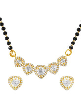 Gold Plated Black Bead Heart Necklace Set