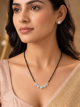Rhodium Plated Black Bead Heart Necklace Set
